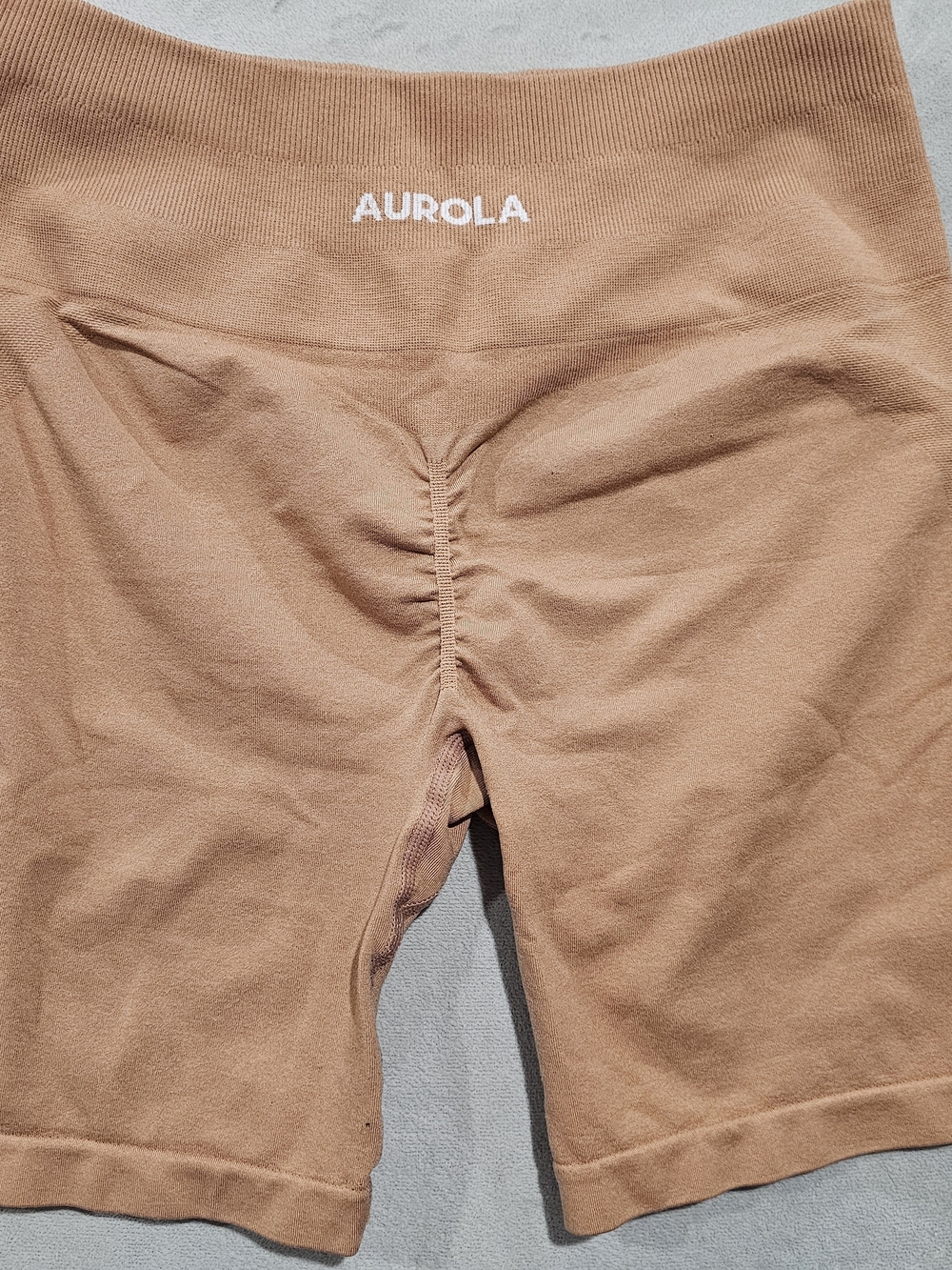 Aurola Ribbed Bike Shorts in Camel